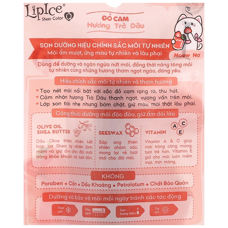 Son dưỡng môi Lipice Sheer Color Peach Tea dưỡng môi và hiệu chỉnh sắc môi thỏi 2,4g - 8